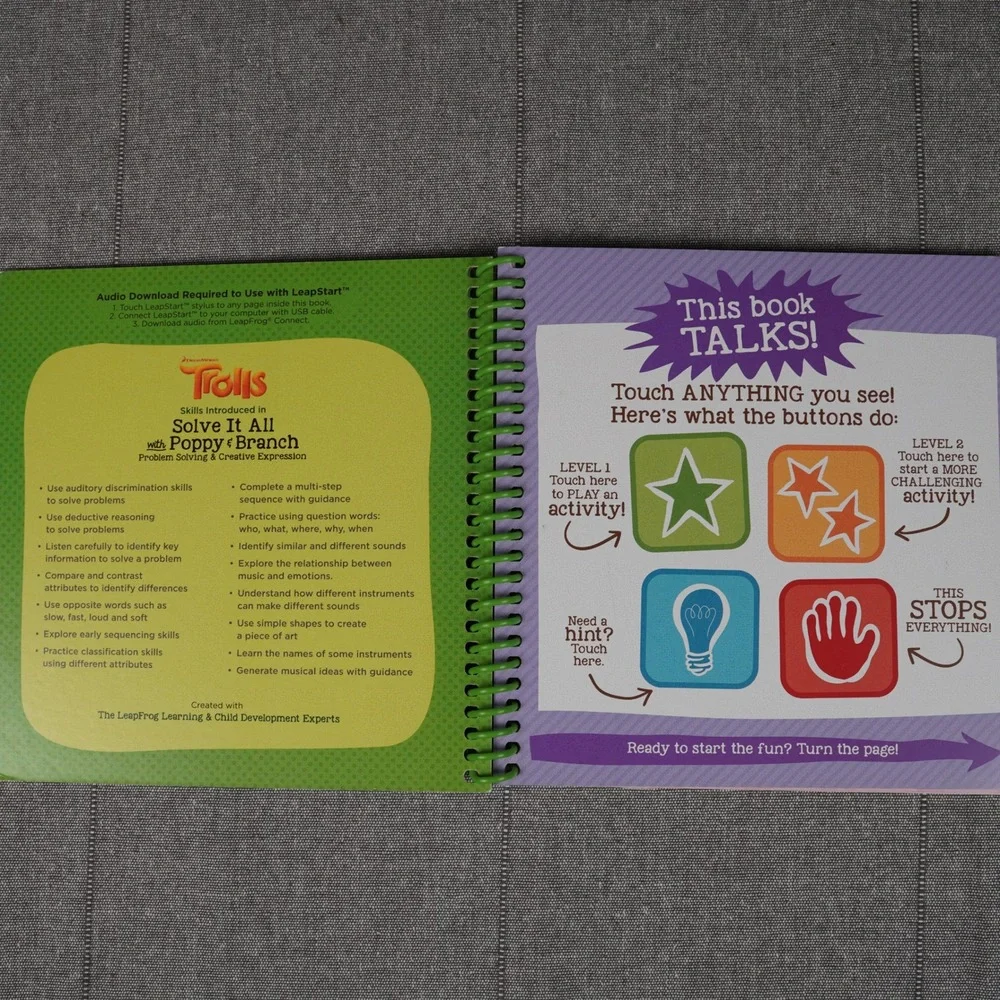 LeapFrog LeapStart Trolls Solve It All Poppy Branch Level 3 Kindergarten Book